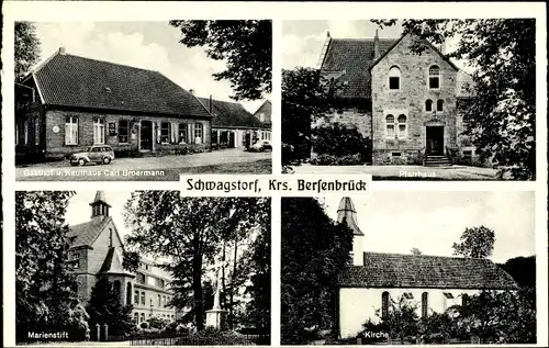 Ak Schwagstorf Fürstenau Niedersachsen, Gasthof, Pfarrhaus, Marienstift, Kirche