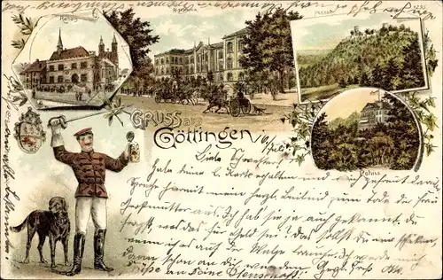 Litho Göttingen in Niedersachsen, Rathaus, Plesse, Pohns