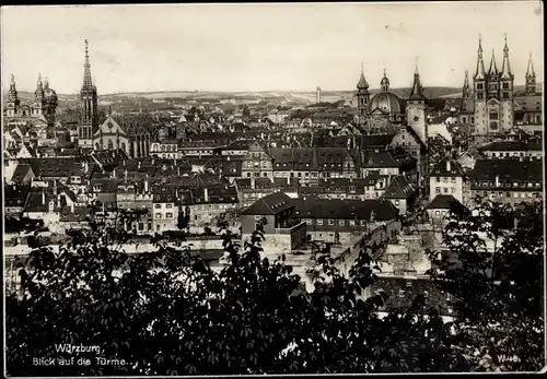 Ak Würzburg am Main Unterfranken, Blick auf die Türme