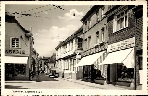 Ak Mettmann in Nordrhein Westfalen, Mühlenstraße, Drogerie, Herrenmodenhandlung