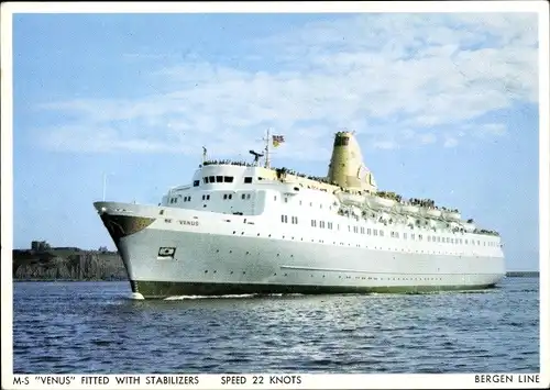 Ak Dampfschiff MS Jupiter, Bergen Line, Dampfer