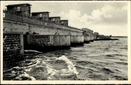 Ak Den Oever Wieringen Nordholland Niederlande, uitwatersluizen, Teilansicht