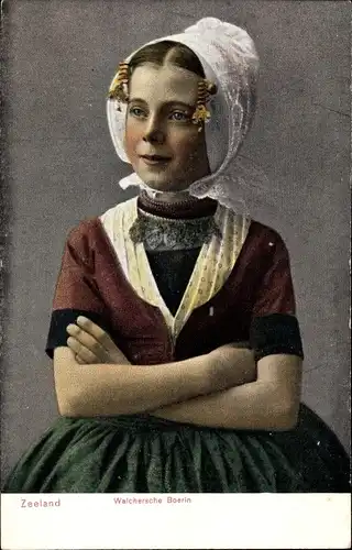 Ak Zeeland Niederlande, Frau in niederländischer Tracht, Portrait