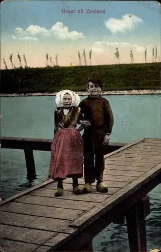 Ak Zeeland Niederlande, Kinder in niederländischer Tracht
