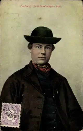 Ak Zuid Beveland Zeeland Niederlande, Niederländische Tracht, Boer, Portrait