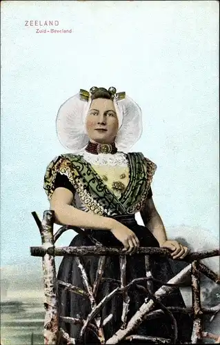 Ak Zuid Beveland Zeeland Niederlande, Niederländische Tracht, Frauenportrait