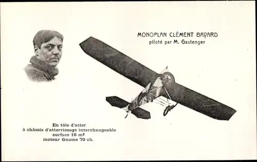 Ak Monoplan Clement Bayard pilote par M. Gastenger, Flugpionier