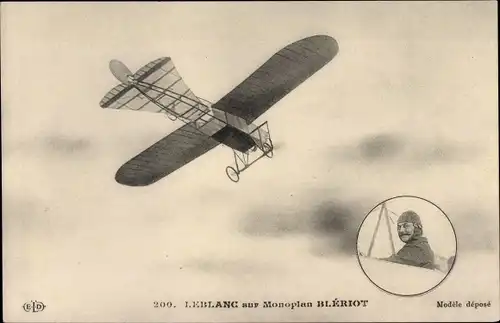 Ak Leblanc sur Monoplan Blériot, Pilot, Flugpionier