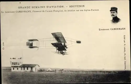 Ak Grande Semaine d'Aviation, Le Lieutnant Camerann, Biplan Farman