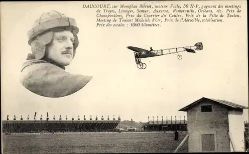 Ak Daucourt, sur Monoplan Bleriot, Flugpionier