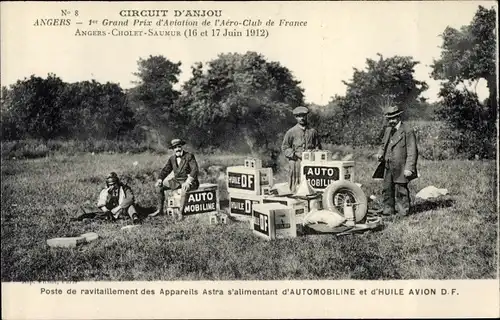 Ak Circuit d'Anjou, Angers, 1er Grand Prix d'Aviation, 16 Juin 1912, Automobiline