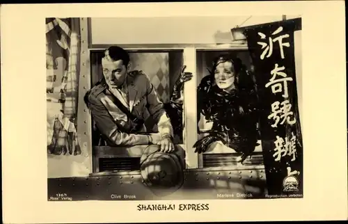 Ak Shanghai Express, Schauspieler Marlene Dietrich und Clive Brook, Ross Verlag 136/1