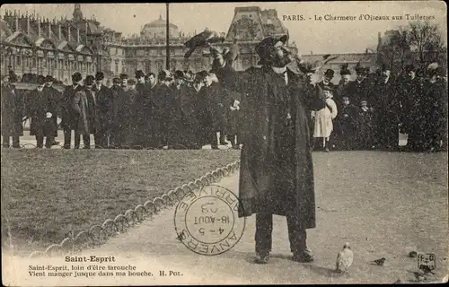 Ak Paris Frankreich, Le Charmeur d'Oiseaux aux Tuileries, Saint Esprit