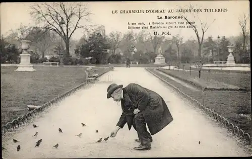 Ak Paris Frankreich, Le Charmeur d'Oiseau, Jardin des Tuileries