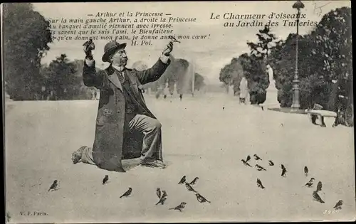 Ak Paris Frankreich, Le Charmeur d'Oiseaux, Jardin des Tuileries