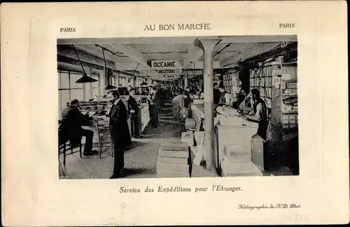 Ak Paris, Au Bon Marche, Service des Expeditions pour l'Etranger