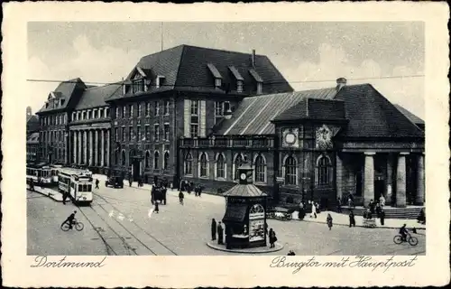 Ak Dortmund im Ruhrgebiet, Burgtor  mit Hauptpost, Straßenbahn