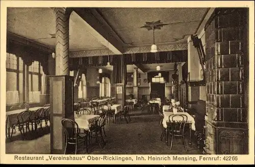 Ak Ober Ricklingen Hannover Niedersachsen, Restaurant Vereinshaus