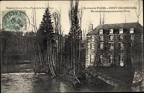 Ak Pont Erambourg Orne, Un coin pittoresque au bord de l'Orne