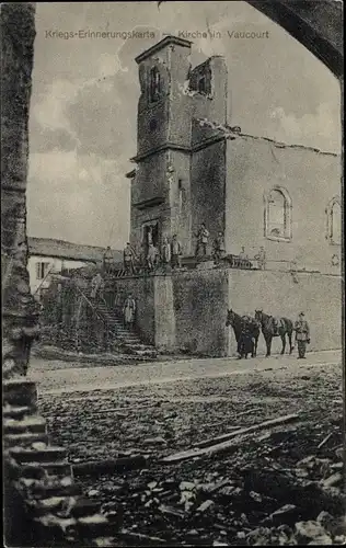 Ak Vaucourt Meurthe et Moselle, Zerstörte Kirche, Kriegszerstörungen, I WK