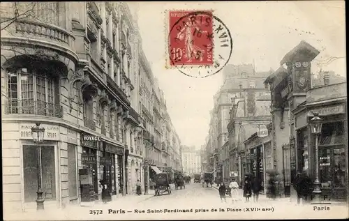 Ak Paris XVII, Rue Saint Ferdinand, prise de la Place