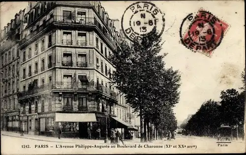 Ak Paris XI et XX, Avenue Philippe Auguste, Boulevard de Charonne