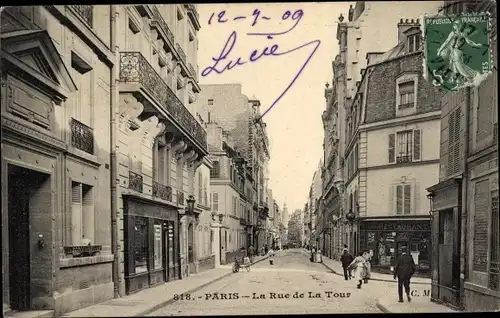 Ak Paris XVI, Rue de la Tour, Restaurant