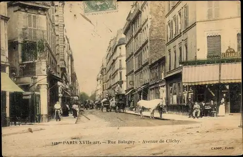 Ak Paris XVII., Rue Balagny, Avenue de Clichy, Pferd