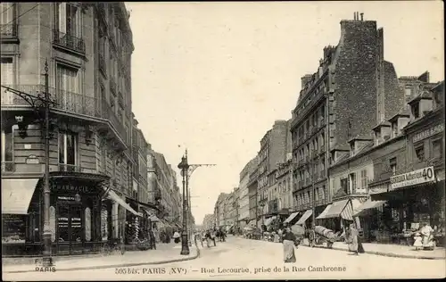 Ak Paris XV, Rue Lecourbe, Rue Cambronne, Geschäfte