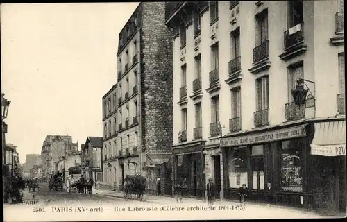 Ak Paris XV, Rue Labrouste, Pferdefuhrwerke
