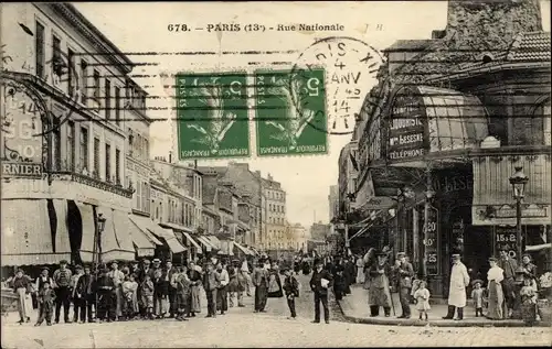 Ak Paris XIII, Rue Nationale, Liqoriste Téléphone, Schaulustige