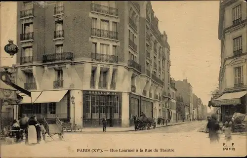 Ak Paris XV, Rue Lourmel, Rue du Théatre