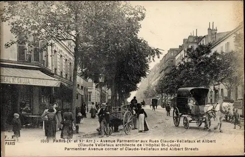 Ak Paris X et XI, Avenue Parmentier, Rues Claude Vellefaux et Alibert