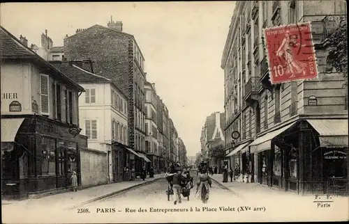 Ak Paris XV, Rue des Entrepreneurs, Place Violet