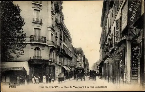 Ak Paris XV, Rue de Vaugirard à la Rue Cambronne