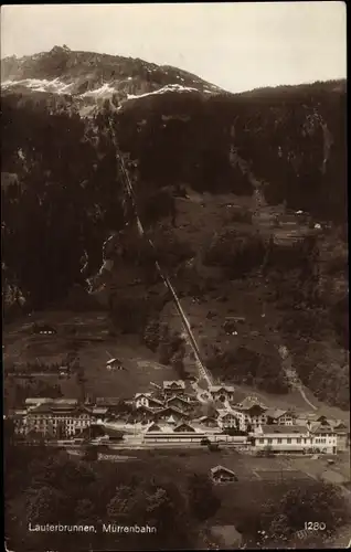 Ak Lauterbrunnen Kt Bern, Gesamtansicht, Mürrenbahn