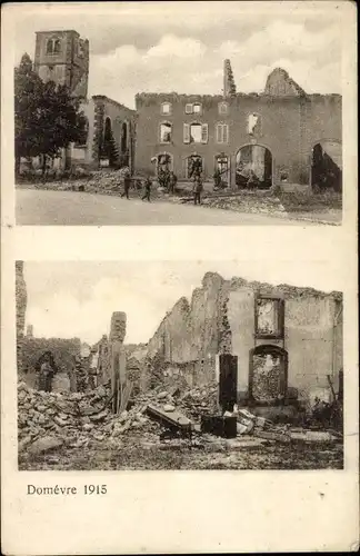 Ak Domevre Meurthe et Moselle, Ort im Jahre 1915, Zerstörungen