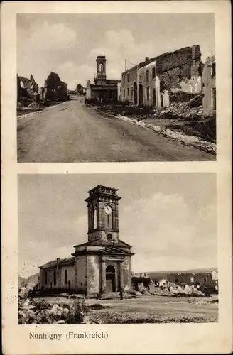 Ak Nonhigny Meurthe et Moselle, Straßenpartie mit Kirche