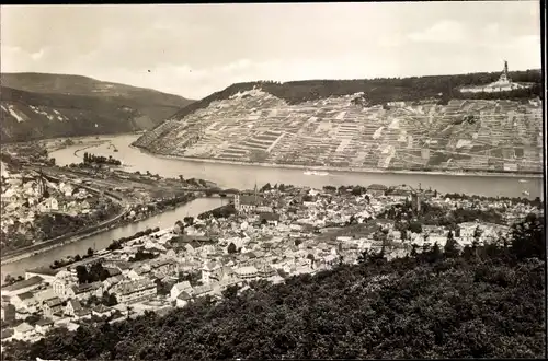 Ak Bingen am Rhein, Ort vom Rochusberg aus gesehen, Bingerbrück, Niederwalddenkmal