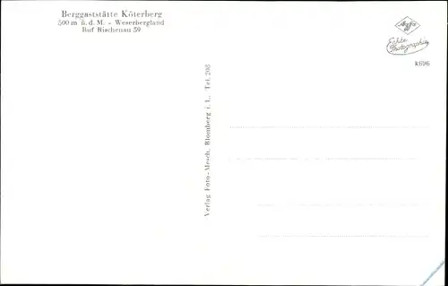 Ak Rischenau Lügde im Weserbergland, Berggaststätte Köterberg