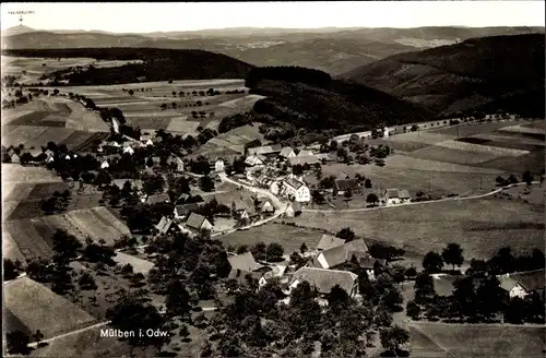 Ak Mülben Waldbrunn im Neckar-Odenwald-Kreis, Gesamtansicht, Gasthof Drei Lilien