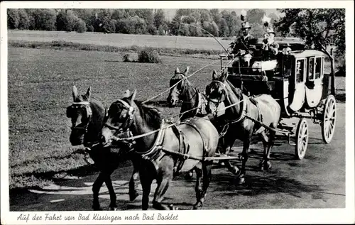 Ak Postkutsche auf der Fahrt von Bad Kissingen nach Bad Bocklet