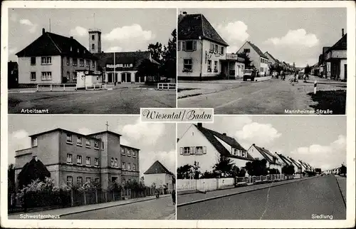 Ak Wiesental Waghäusel in Baden, Arbeitsamt, Mannheimer Straße, Siedlung, Schwesternhaus