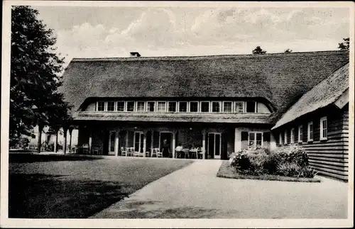 Ak Dolgenbrodt Heidesee in der Mark, Wassersportheim d. Postsportgemeinschaft Berlin e. V., Terrasse