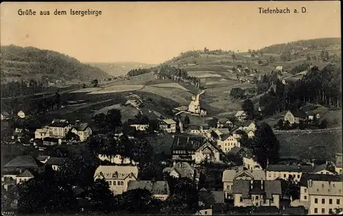 Ak Potočná Tiefenbach Desna Dessendorf Region Reichenberg, Blick auf den Ort