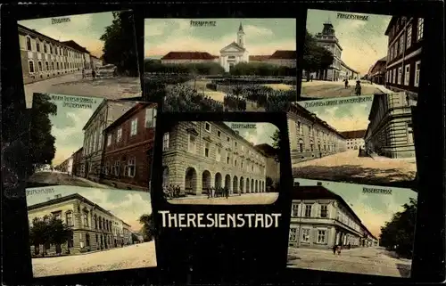 Ak Terezín Theresienstadt Region Aussig, Straßenpartien, Hauptwache, Zeughaus, Offizierskasino