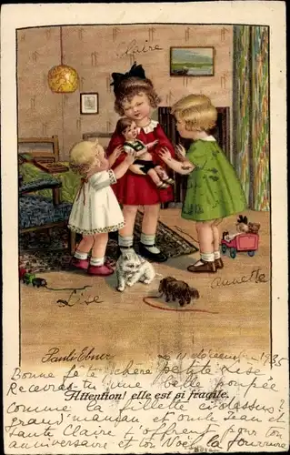 Künstler Ak Ebner, Pauli, Mädchen  mit Puppe