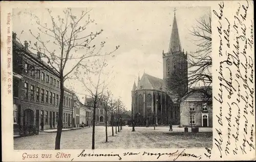 Ak Elten Emmerich am Niederrhein, Marktplatz, Kirche