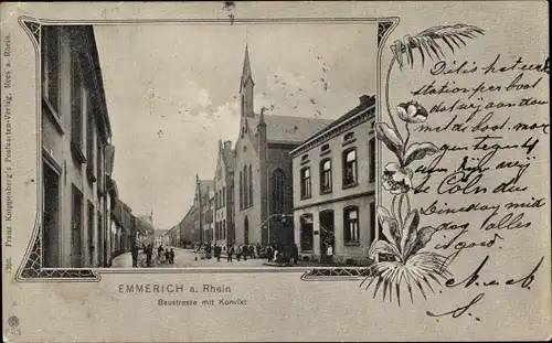 Passepartout Ak Emmerich am Niederrhein, Baustraße mit Konvikt