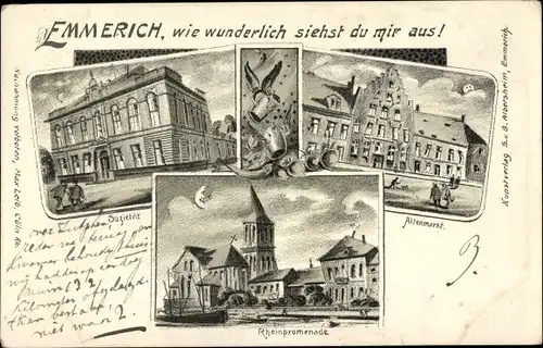 Ak Emmerich am Niederrhein, Altenmarkt, Rheinpromenade, Sozietät